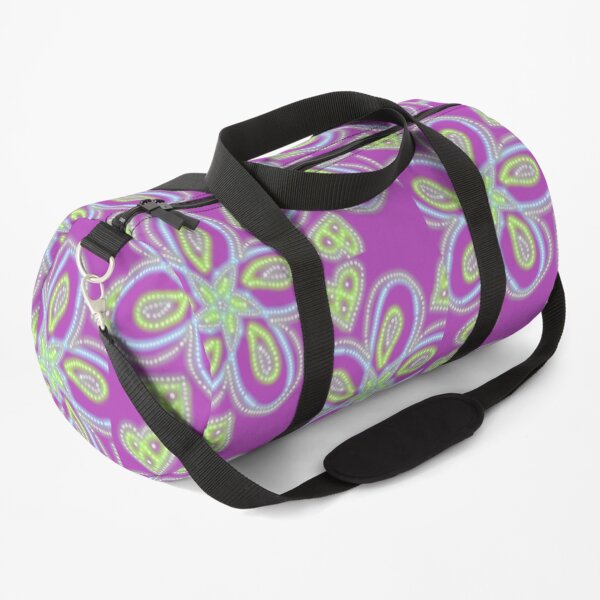 Purple Dotted Flower Duffle Bag