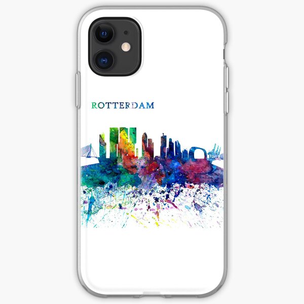 Rotterdam Holland Skyline Silhouette Impressionistic Splash iPhone Soft Case