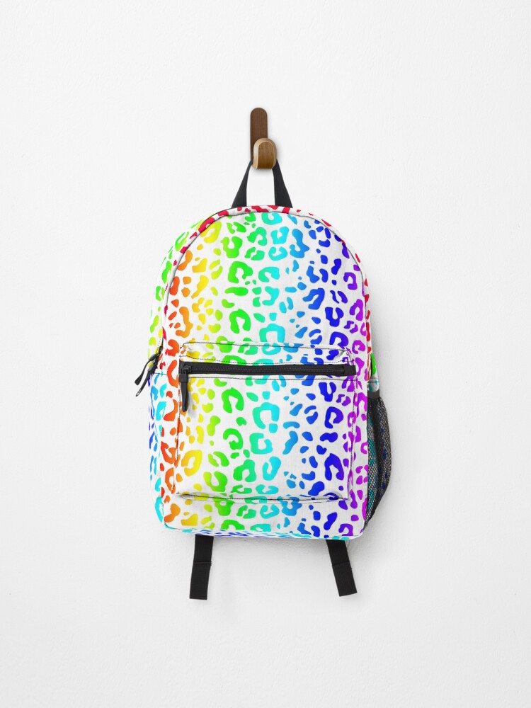 Rainbow and White Spots Leopard Print Backpack