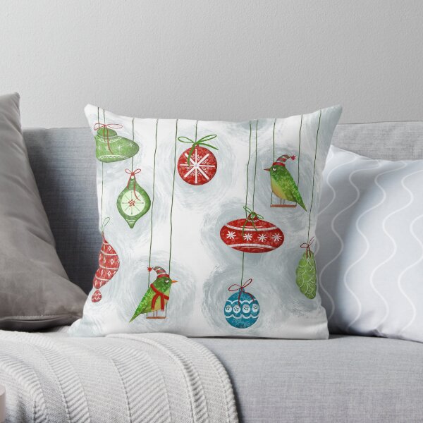 Christmas ornaments and friends Throw Pillow