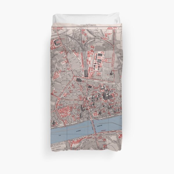 Carte vintage d'Orléans France (1944) Housse de couette