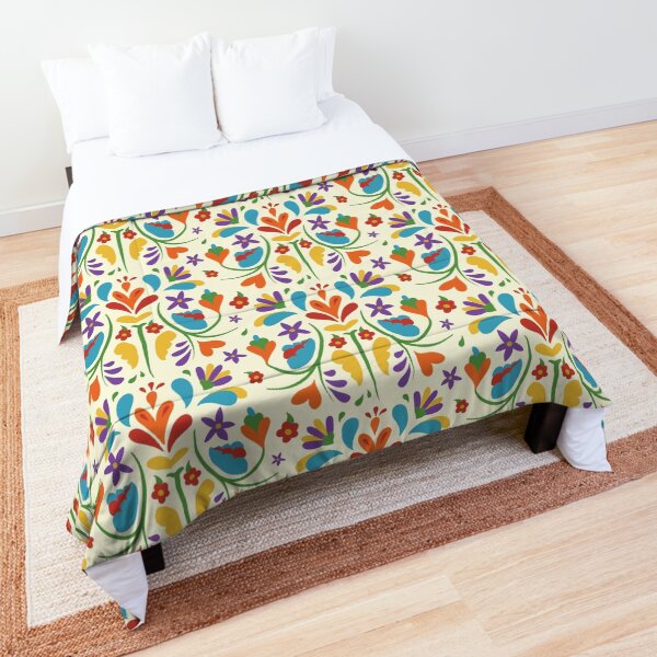 Colorful Mexican Otomi flowers pattern Comforter