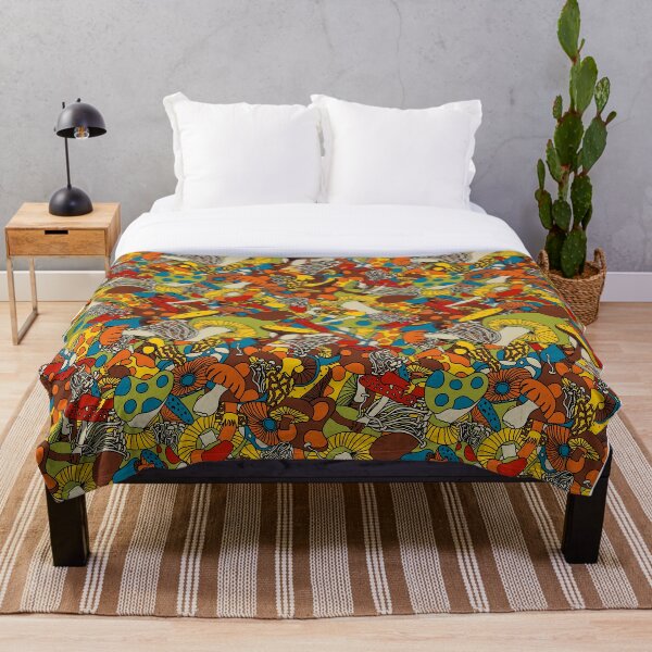 70s psychedelic mushroom Throw Blanket