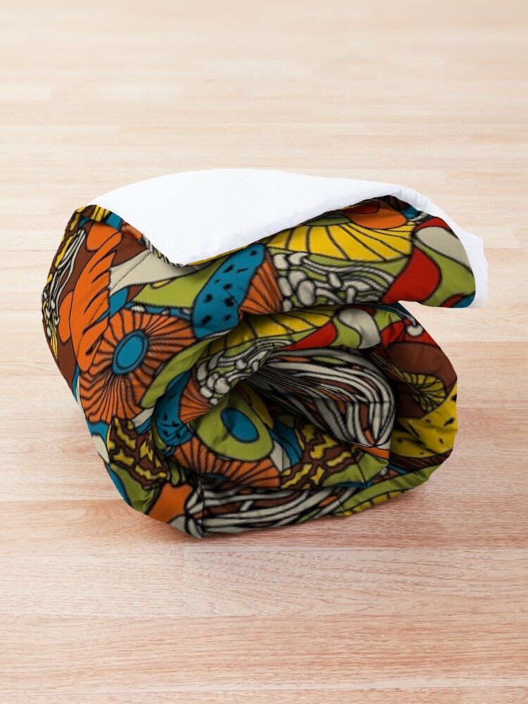 Alternate view of 70s psychedelic mushroom Comforter