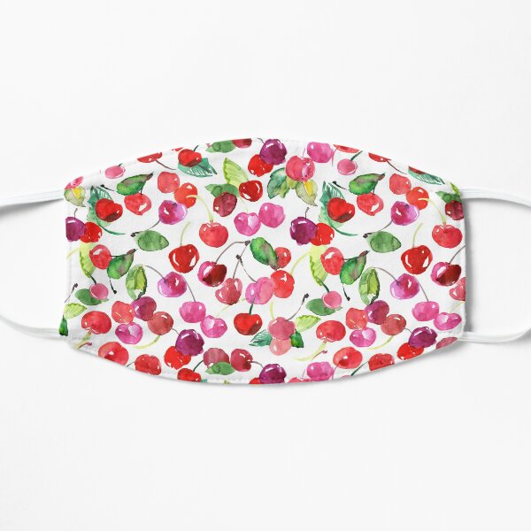 Watercolor Cherry Toss Print Flat Mask