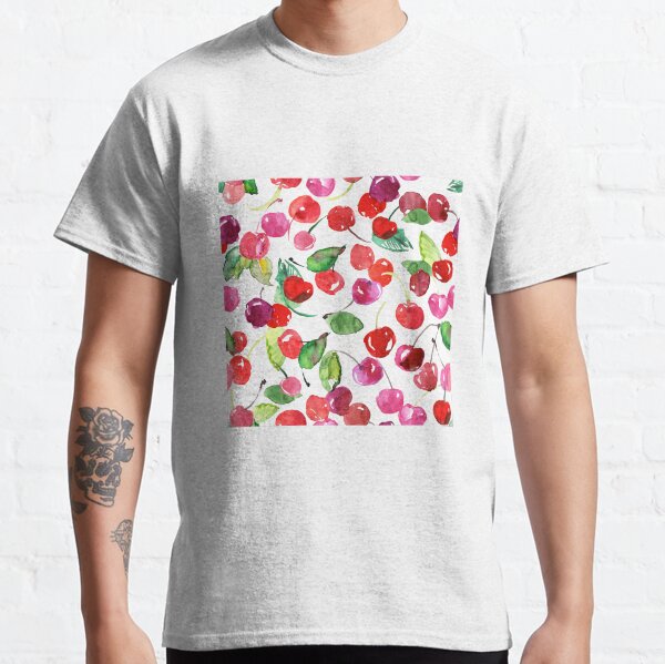 Watercolor Cherry Toss Print Classic T-Shirt