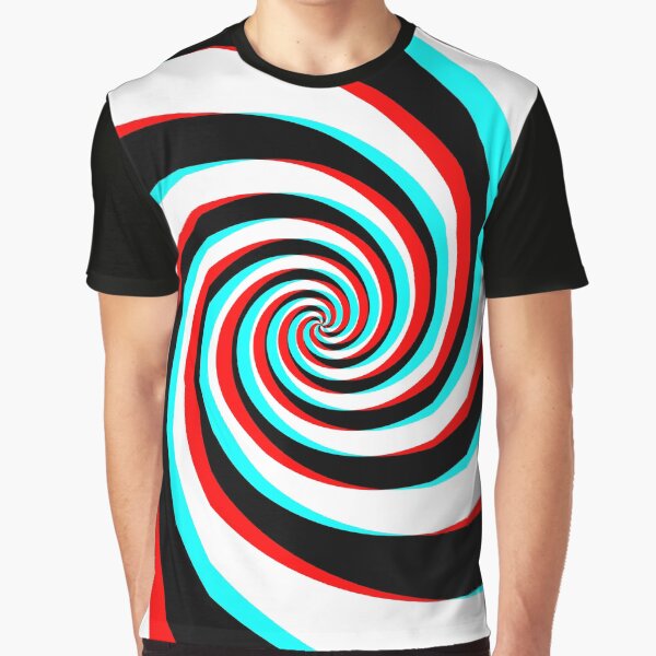 Vista previa del artículo con la obra «Estereoscópico (3D) Negro Blanco Rojo Cian Espiral», diseñado y vendido por hyproinc.