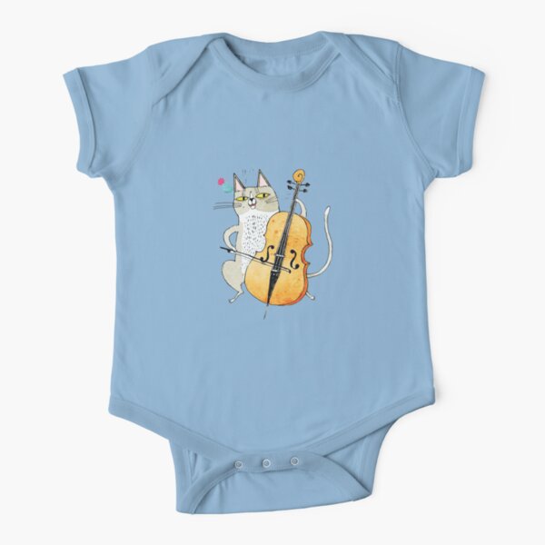 CAT VIOLIN Short Sleeve Baby One-Piece