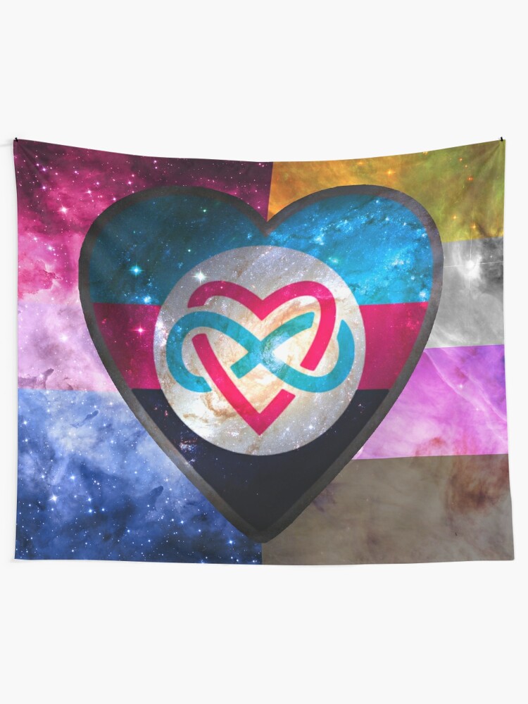 Alternate view of Polyamorous Bisexual Non-Binary Pride Flag Tapestry