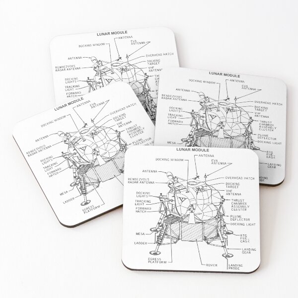Item preview, The Apollo Missions Lunar Module Black and White Schematic designed and sold by kbircham.