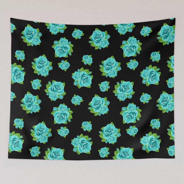 Item preview, Scattered Rose Aqua/Black designed and sold by PenelopeJaneArt.