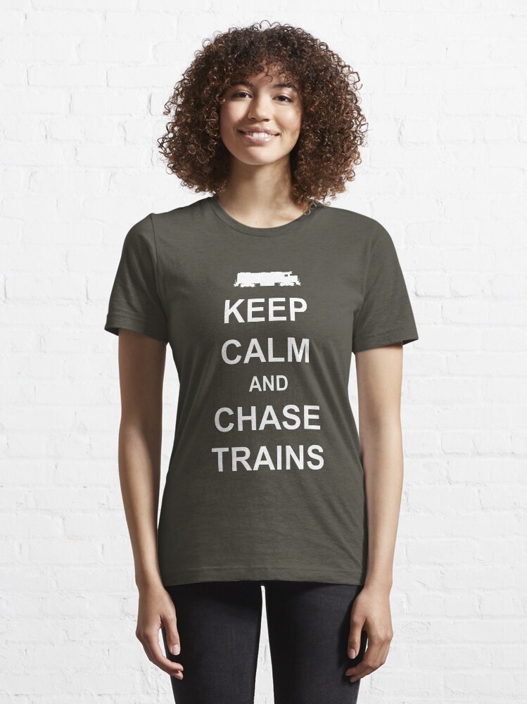Alternate view of Keep Calm and Chase Trains Essential T-Shirt