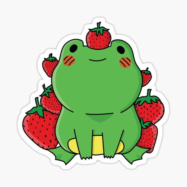 Strawberry Frog Sticker Stickers Cute Decal Cut 