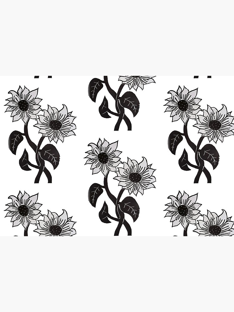 Sunflower Greyscale Linoleum Block Print by BritW1509