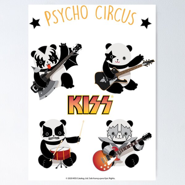 Item preview, Psycho Circus -  Pandas playing like the band Kiss designed and sold by babyrockstar.