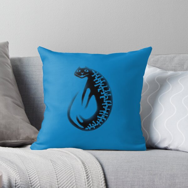 Disappearing black cat Throw Pillow
