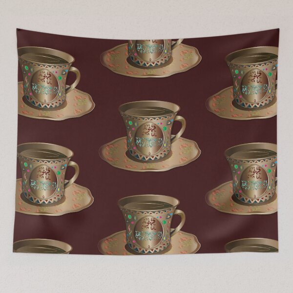 Item preview, Oriental Golden Coffee cup with Arabic litters ( Ana Ala El Raha ) designed and sold by Nobiya.