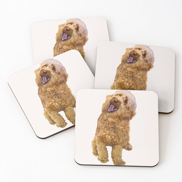 Item preview, Cavapoo kisses ! Cute Cavapoo Cavoodle puppy dog with open mouth and tongue out - cavalier king charles spaniel poodle, puppy love designed and sold by Artonmytee.