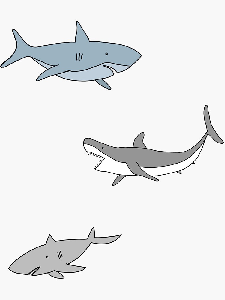 Thumbnail 3 of 3, Sticker, Shark Sticker Pack designed and sold by Abbygcarter.