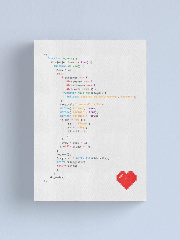 the wedding code" Canvas Print for Sale by swashandfold Redbubble