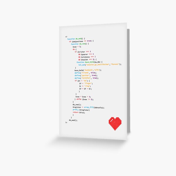 // the wedding code Greeting Card
