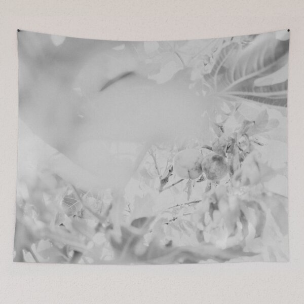 Item preview, Peach tree, leaves, black and white pattern designed and sold by LorandQuest.