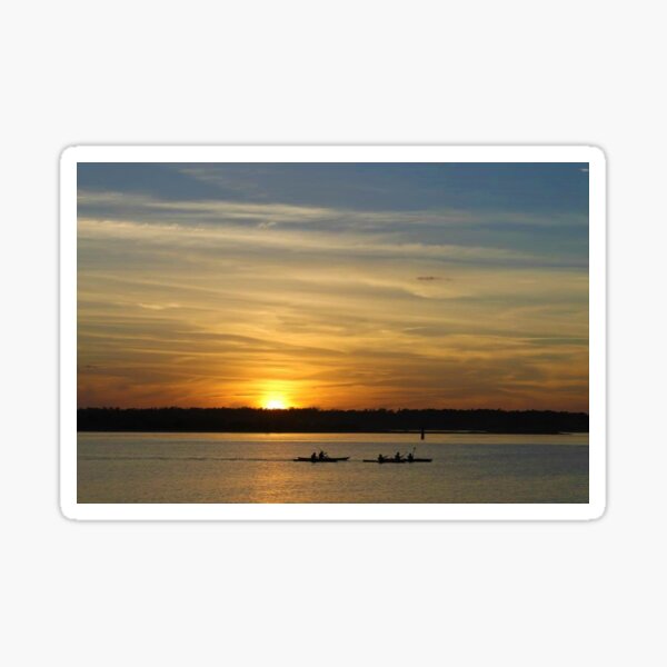 kayaks at sunset Sticker