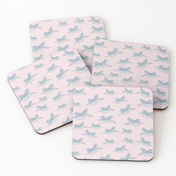 Item preview, Flying Kingfishers on a cameo pink background designed and sold by Kiwidom.