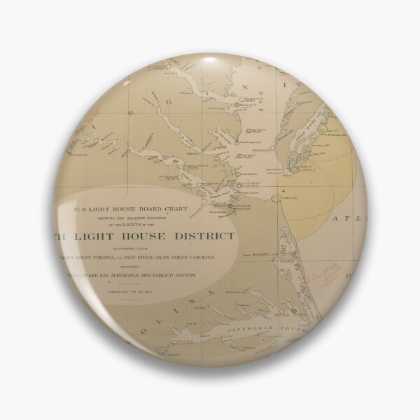 Item preview, Vintage Outer Banks & Chesapeake Bay Lighthouse Map (1872) designed and sold by BravuraMedia.
