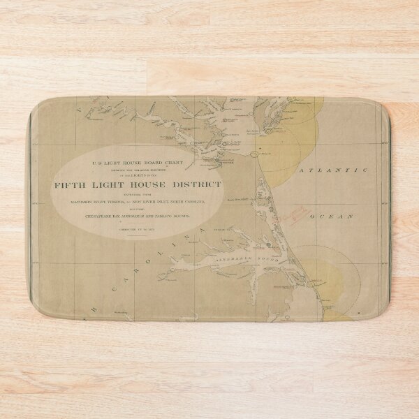 Item preview, Vintage Outer Banks & Chesapeake Bay Lighthouse Map (1872) designed and sold by BravuraMedia.