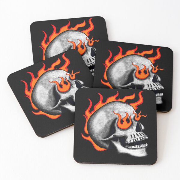 Item preview, Retro Flaming Skull Tattoo style biker graphic designed and sold by wdyoungblood.