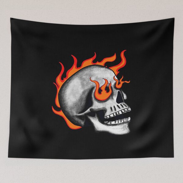 Item preview, Retro Flaming Skull Tattoo style biker graphic designed and sold by wdyoungblood.