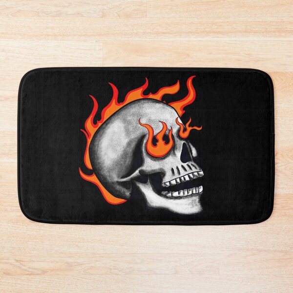 Item preview, Retro Flaming Skull Tattoo style biker graphic designed and sold by wdyoungblood.