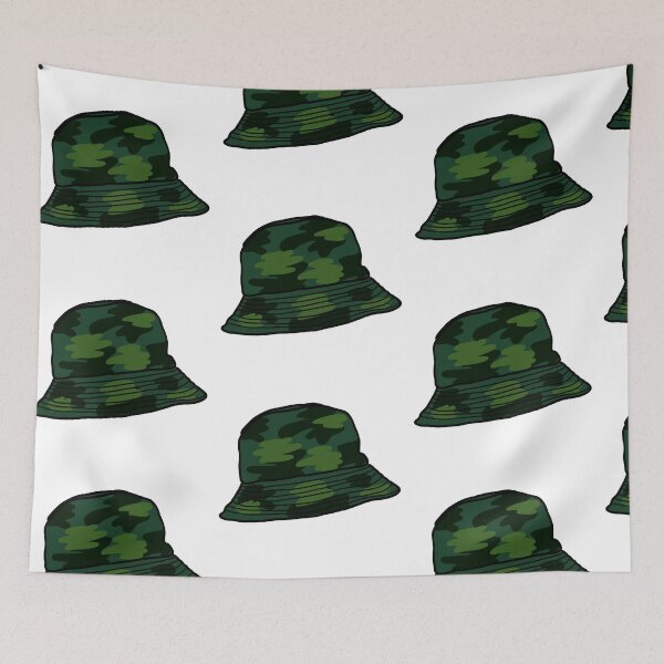Item preview, green camo bucket hat designed and sold by emmaspcworld.