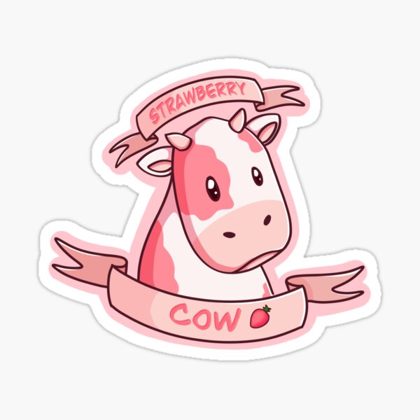 Sweet Lil Strawberry Cow Sticker By Rbw333 Redbubble - cow fruit roblox cute effect pink sticker by