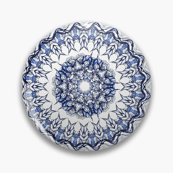 Item preview, Dark blue flowers mandala designed and sold by MandalaFlowerArt.