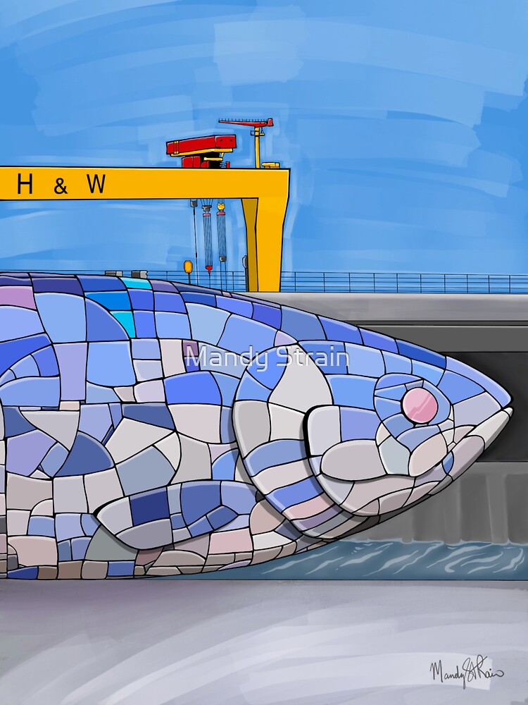 "Belfast Blue Fish" Sticker by mespookee Redbubble