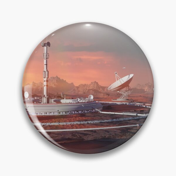 Item preview, station on Mars surface, first martian colony in desert landscape on the red planet designed and sold by DottedYeti.
