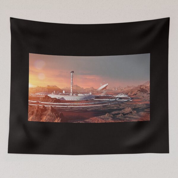 Item preview, station on Mars surface, first martian colony in desert landscape on the red planet designed and sold by DottedYeti.