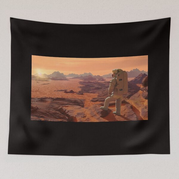 Item preview, astronaut on planet Mars watching the rising Sun designed and sold by DottedYeti.