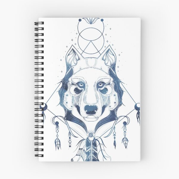 Item preview, Blue watercolor wolf geometric design designed and sold by TheFireStapler.