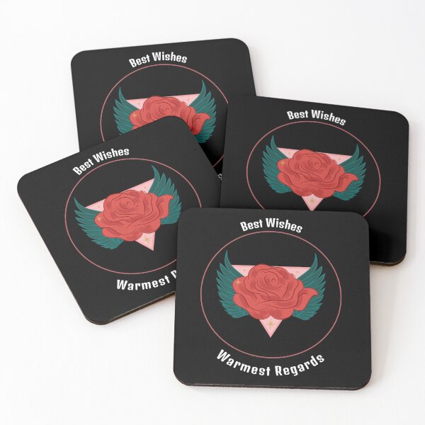 Best wishes, Warmest regards | Schitt's Creek | David | Rosebud Coasters (Set of 4)