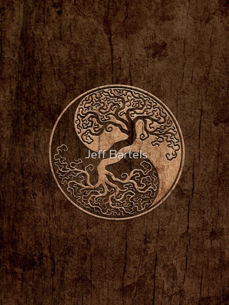 Discover Rough Wood Grain Effect Tree of Life Yin Yang | iPhone Case