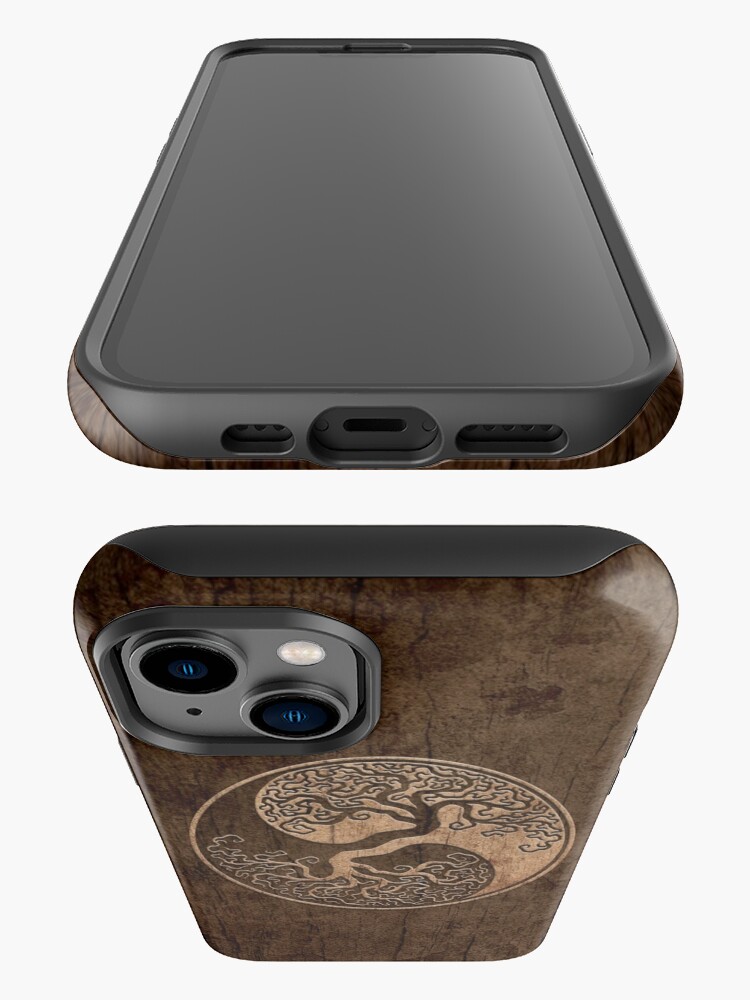 Disover Rough Wood Grain Effect Tree of Life Yin Yang | iPhone Case