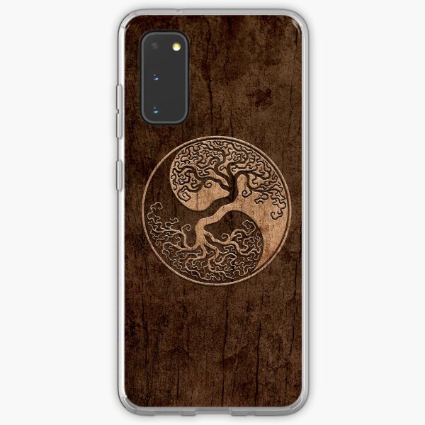 Rough Wood Grain Effect Tree of Life Yin Yang Samsung Galaxy Soft Case