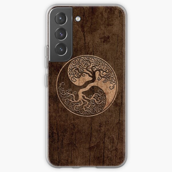 Rough Wood Grain Effect Tree of Life Yin Yang Samsung Galaxy Soft Case