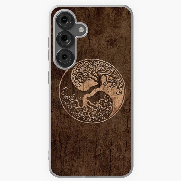 Item preview, Rough Wood Grain Effect Tree of Life Yin Yang designed and sold by jeff bartels.