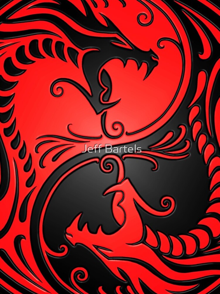 Discover Yin Yang Dragons Red and Black iPhone Case