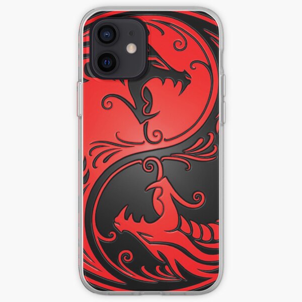 Yin Yang Dragons Red and Black iPhone Soft Case
