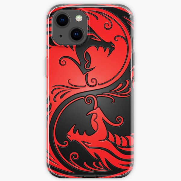 Yin Yang Dragons Red and Black iPhone Soft Case